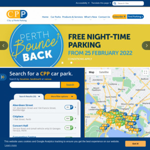 WA Perth Bounce Back Free Night Time Parking from 6pm to 5.59am