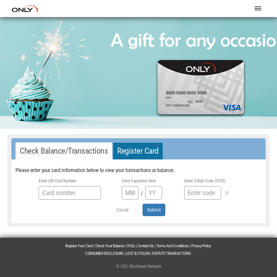 Only One Gift Card – Only One Gift Card