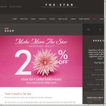 20% OFF The Star Casino Gift Cards (Mothers Day Promo)
