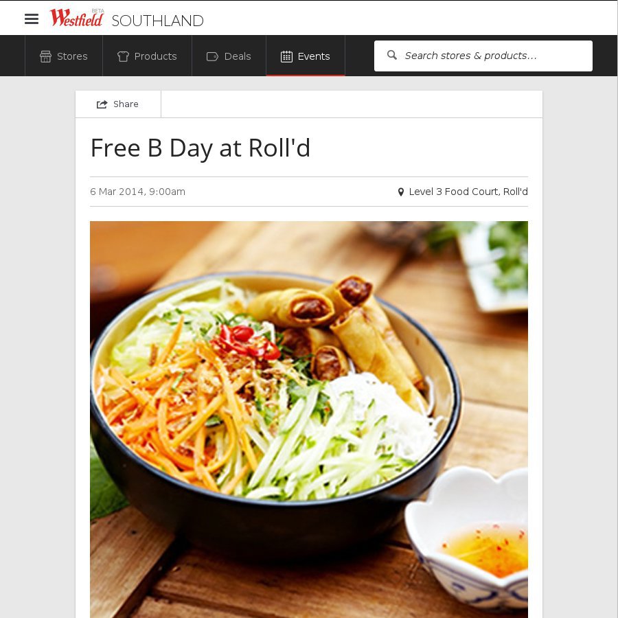 Free Meal Today at Roll'd Southland Vic OzBargain