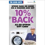 Spend $600 or More on a Washer and Get 10% Back as an EFTPOS Gift Card @ The Good Guys