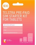 Telstra $30 Pre-Paid SIM Starter Kit for Tablets - $15 at Harvey Norman