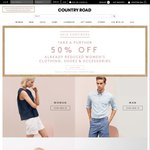 Country Road Further 50% off Sale Items (Women's Clothes, Shoes and Accessories)
