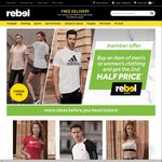 Buy 1 Get 50% off Second Mens/Womens Clothing Rebel Sport (in-Store Only) + Combine with AmEx [Spend $100 Get $20 credit]