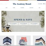 The Academy Brand Spend & Save - 20% off $100, 25% off $200, 30% off $300