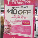 Priceline Doncaster (VIC) - 1st Birthday Deal. Spend $50 Take $10 off. SAT and SUN Only. Sisters Club Required