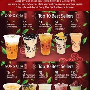 Free Large Upsize at Gong Cha QV Melbourne OzBargain