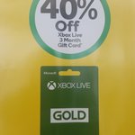 3-Months Xbox Live Gold $17.97 @ Woolworths