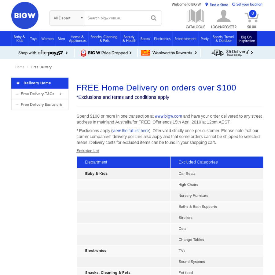 Free Shipping Orders over 100 (Some Exclusions) Big W OzBargain