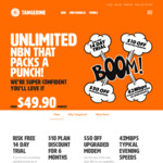 Unlimited 50/20 NBN No Contract & No Sign up Fee for $59.90 Per Month for 6 Months + One off $20 Discount @ Tangerine Telecom
