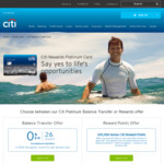 Citibank Platinum Rewards Credit Card 100k Bonus Points $49 Annual Fee First Year
