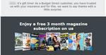 Free Subscription of 3 Monthly Issues - Magshop Magazine (of Your Choice out of 12) @ Budget Direct Car Insurance