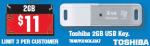 Harvey Norman - 3 Day Sale - 2GB Toshiba USB Key $11  (Limit 3)