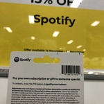 15% off Spotify Gift Cards at Big W