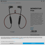 Sennheiser Momentum Free Earphones $99.95 + Free Shipping @ Sennheiser & Amazon AU
