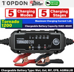 Topdon Portable Smart Car Battery Charger & Maintainer T1200 6V 12V $21.24 ($20.74 eBay Plus) Delivered @ obd_automotive eBay