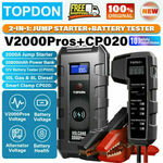 [eBay Plus] Topdon 20800mAh Car Jump Starter Pack Battery V2000Pros + Battery Tester CP020 $59.00 Delivered @ Oz_garden eBay