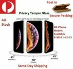 Screen Protector for iPhone X XS Max 11 Pro 12 13 Max Privacy Glass $6.36 (Was $7.95) Delivered @ ozimates eBay