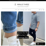 40% off Men's Jeans (Starts from 26" Length) $72 + $12 Delivery (Free with $100 Order) @ Minus Three Jeans