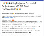 Win a Formovie P1 Projector and $50 Amazon Gift Card Sweepstakes from Nothing Projector