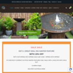 15% off in Stock Water Features + Delivery ($0 MEL C&C) @ Water Features R' Us