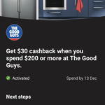 CommBank Yello: Get $30 Cashback When You Spend $200 or More at The Good Guys