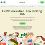 10 Weeks Free (Applied in The Third Month of Membership) on New Hospital + Extras Cover @ Nib
