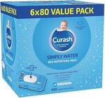 Curash Simply Water Baby Wipes 6 Pack X 80 Wipes - $16.32 ($13.87 S&S) + Delivery ($0 with Prime/ $59 Spend) @ Amazon AU
