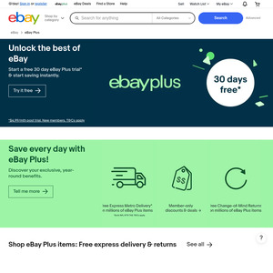 $10 eBay Plus 1-Year Membership @ eBay Australia