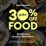 30% off Most Food Mon-Wed at Most ALH Venues during February @ ALH Venues (Free Pub+ Membership Required)