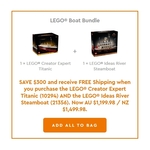 LEGO Creator Expert Titanic (10294) + LEGO Ideas River Steamboat (21356) $1,199.98 Delivered / C&C @ AG LEGO Certified Stores
