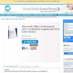 Microsoft Office 2013 Professional 32-Bit/X64 English Intl DVD [269-16345], $379 Delivered