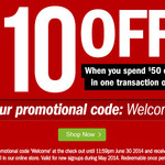 Get $10 off $50+ Online Spend @ Target Using Code