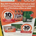 ($10 Off) $38/ Case of Heineken @ BWS with Seafood, Deli/Meat Purchase at Woolworths