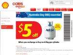 $5 off 8.5kg Kwik-Gas at Coles Express - they accept expired cylinders too!