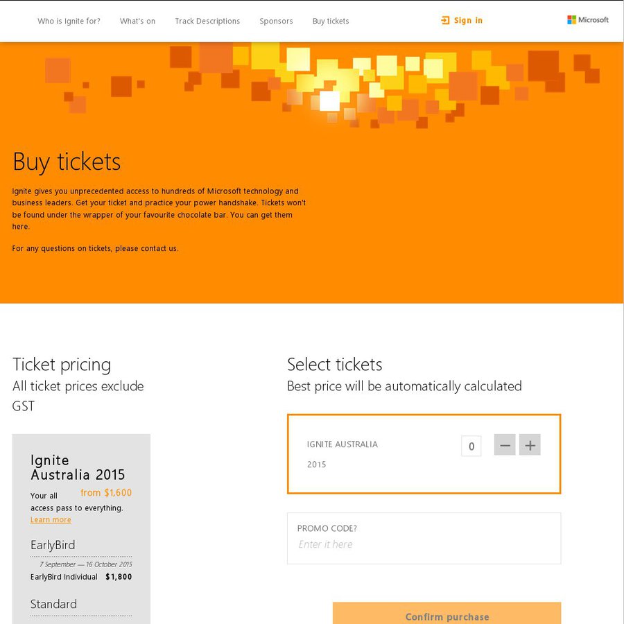 400 off Ticket Price (Reg 2200) at Microsoft Ignite 1720 Gold Coast