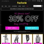 30% off Full Price Items - Socks from $4.86, Tees from $6.96, Pants from $13.96 @ Factorie