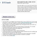 AmEx - Woolworths Welcome Offer - Spend $30 and Get $15 Back [Online and in-Store]