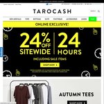 24% off Tarocash Sitewide for 24 Hours - Online Only - Free Shipping on Orders over $85
