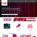 Virgin Mobile 12 Mth SIM Only | $24 Mth | 6GB Data | Unlimited Calls & SMS | $50 Int | $45 Cashback