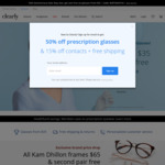 50% off Prescription Glasses (New Customers)  @ Clearly Eyewear
