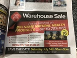 Go Vita Warehouse Sale up to 70% - Sat 14th July 2018 from 10 am to 3 pm