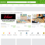 Groupon: up to 30% off Mystery Sitewide Sale + 5% Cashback (Was 5%) @ Cashrewards