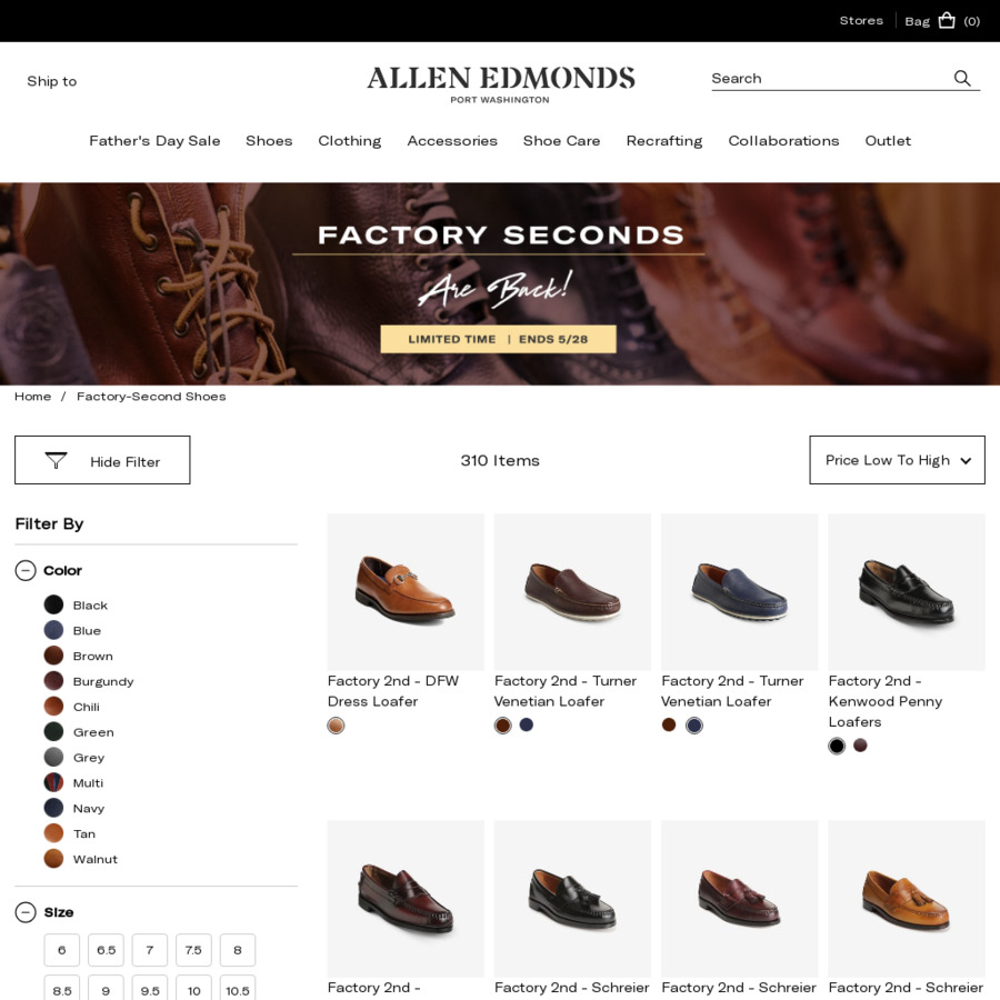 Allen Edmonds Shoes Factory Seconds Sale. Starting from $160.94 + $75. ...