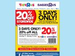 20% off Full Priced Items at Toys 'R Us - Sat 11th - Mon 13th June (Some Exclusions Apply)