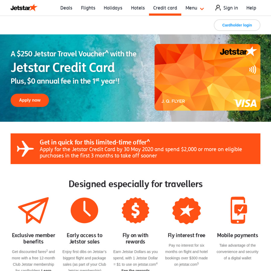 250 Jetstar Voucher with New Jetstar Credit Card After You Spend 2000