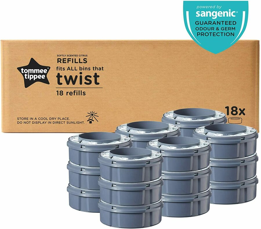 Tommee Tippee Twist & Click, Advanced Nappy Disposal Bin Sangenic Tec -Green