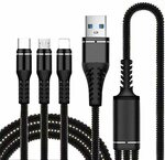 Multi USB Charging Cable Nylon 3 in 1 Fast Charger $7.49 + Delivery ($0 with Prime/ $39 Spend) @ EASTCREADOR via Amazon AU