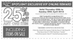 Spotlight Voucher for 25% off Any Single Item Including Items Already on Sale