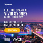 $50 off Pre-Paid Sydney Hotels & $50 off Domestic Flights to Sydney during Vivid ($100 Min. Spend) @ Trip.com